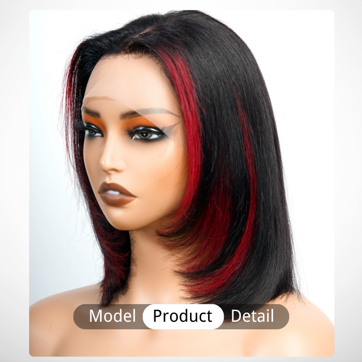 Glueless Highlight  Brazilian Straight Short Bob Layer Lace Wigs Transparent Pre Plucked Hairline No Code Needed -Amanda Hair