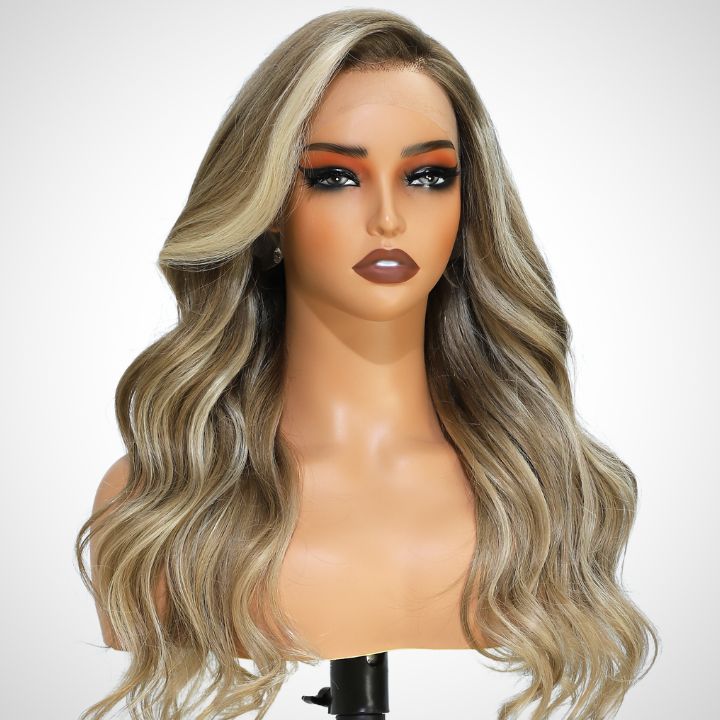 Extra 60% OFF | Flash Sale Balayage Highlight Linen 13*4 Lace Wigs P16/613 Body Wave Lace Front Wigs Human Hair Undetectable Transparent HD with Deep Hairline Free Part C Type Hairstyle