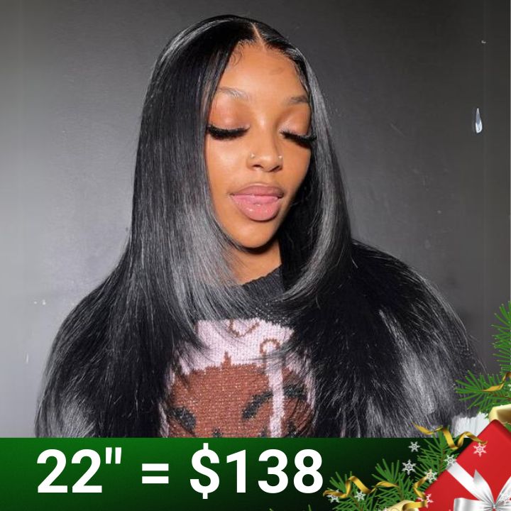 Amanda Hair Glueless Butterfly Layered Haircut Yaki Straight Lace Wigs Nature Burmese Human Hair Wigs Throw On & Go Workout Wigs