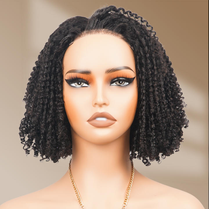 Sunshine Chic Short Small Cut Curly Transparent Glueless Lace Bob Wigs Brazilian Human Hair Pre Plucked Hairline Nature Color -Amanda Hair