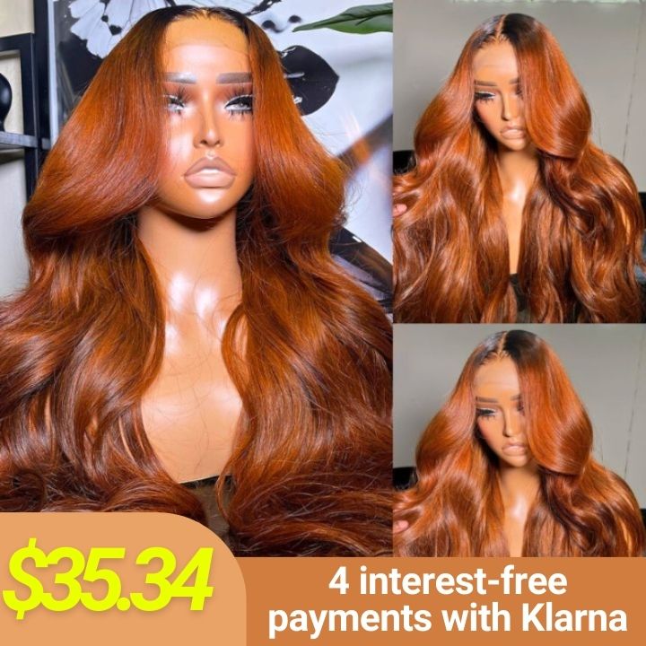 Flash Sale : Dark Root Ginger Colored Body Wave 13x4 Lace Front /4*4 Lace Closure Wigs With Baby Hair - Amanda Hair