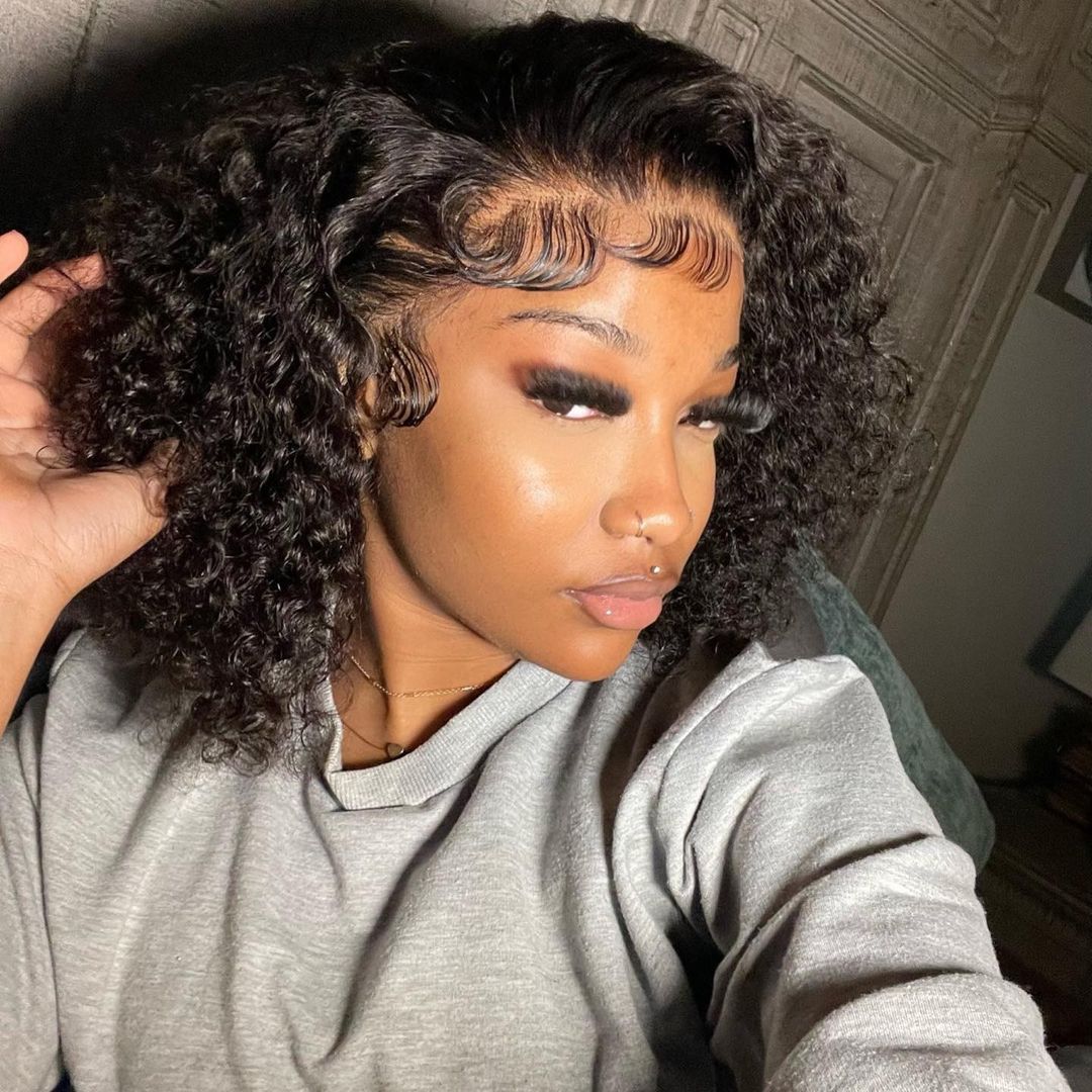 Tiktok Saebunny Same Wig- Short Curly Bob Wig 4*4 Brazilian Curly Hair Bob Wigs-Amanda Hair