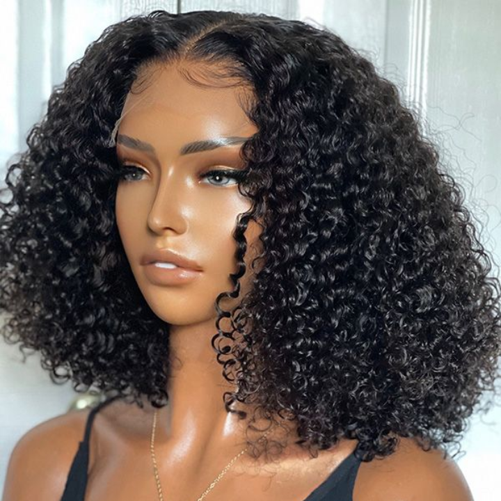 Amanda Glueless Luxurious  Afro Curly Behind Hairline Lace Front Transparent Lace 100% Human Hair Wig