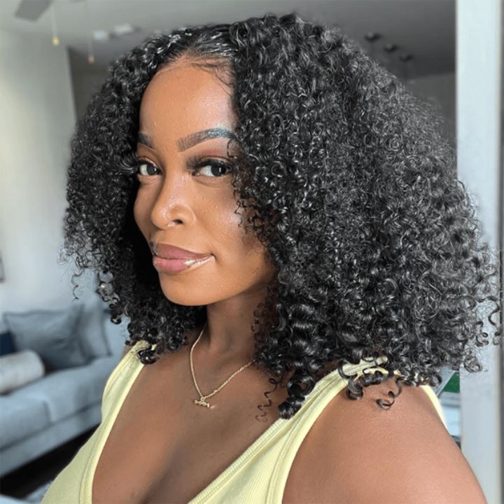 Kinky Curly Bob Wigs 4*4/13*4 Lace Closure Short Curly Bob Wigs Human Hair-Amanda Hair