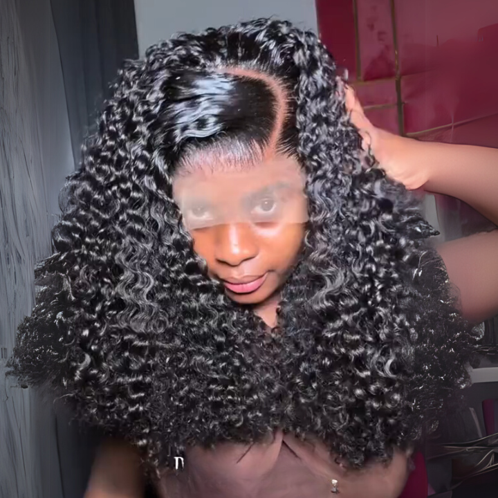 Full 300% Ultra Dense Glueless Natural Black Deep Wave Lace Front Wig,100% Human Hair, Easy Install & Comfortable Wear for Black Women