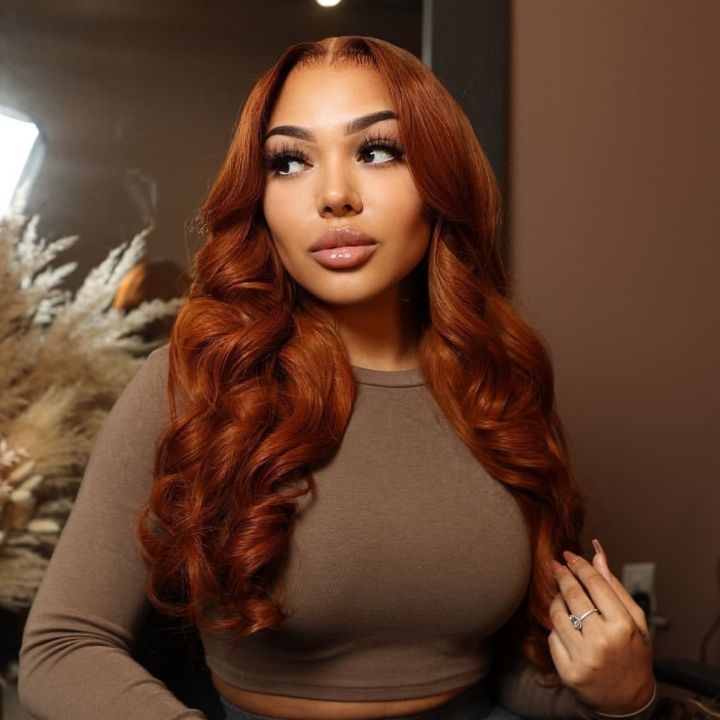 Dark Ginger Brown Full Density Glueless Lace Closure/Front Colored Straight Wig- Amanda Hair