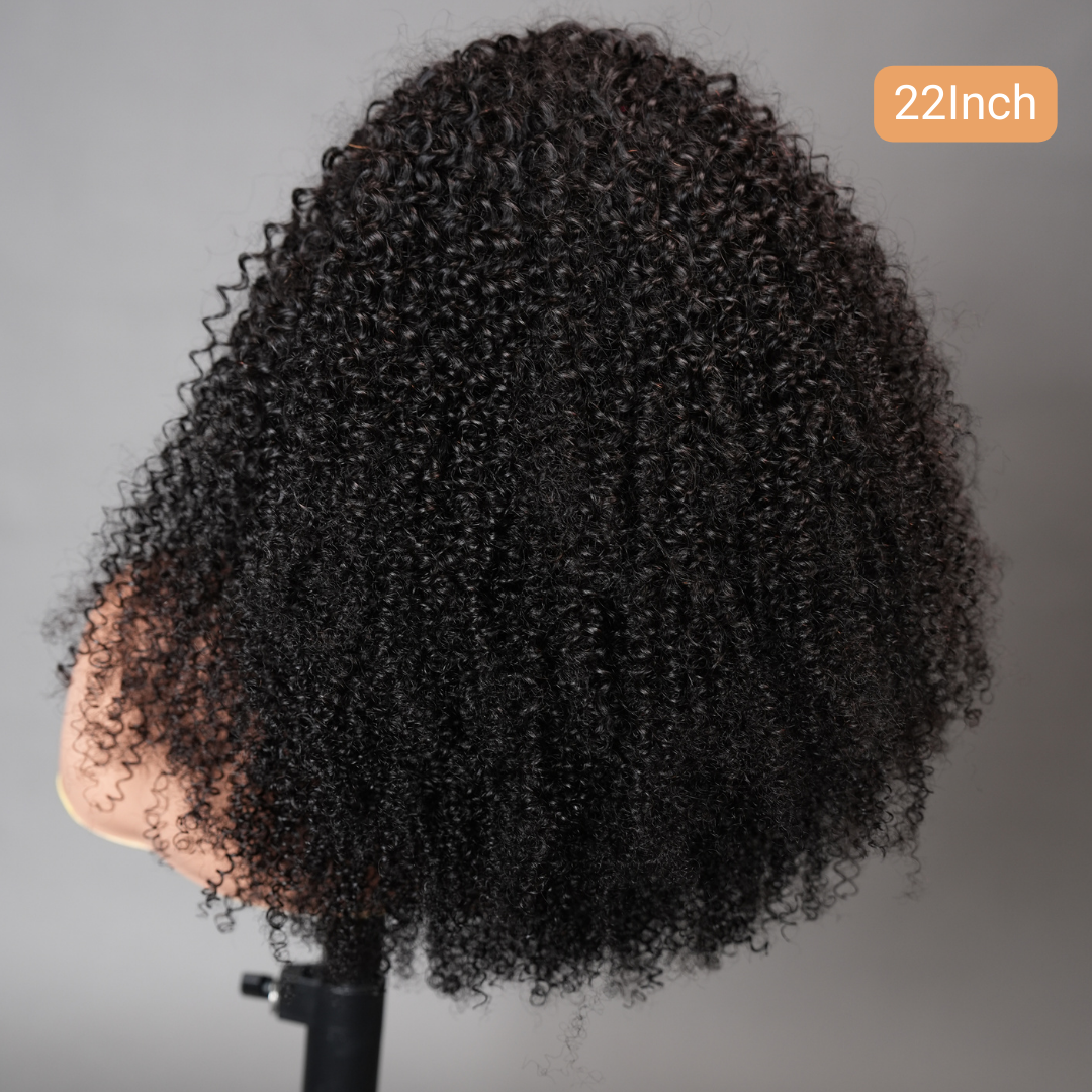 Amanda Hair - 3 In 1 Half Wig Kinky Curl Wear & Go Drawstring Band No Glue Need Coily Curl  Flip Over Wig Beginner Friendly Flash Sale