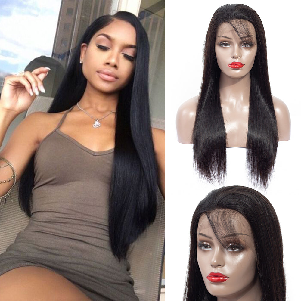 High Quality Straight Glueless Full Lace Human Hair Wigs With Baby Hair-Amanda Hair