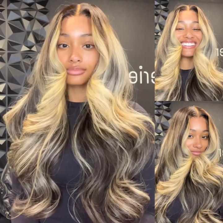 Wow $0.1 Lace Wig| Highlihgt Blonde Color Loose Wave Clear Transparent Glueless Lace Wig Flash Sale