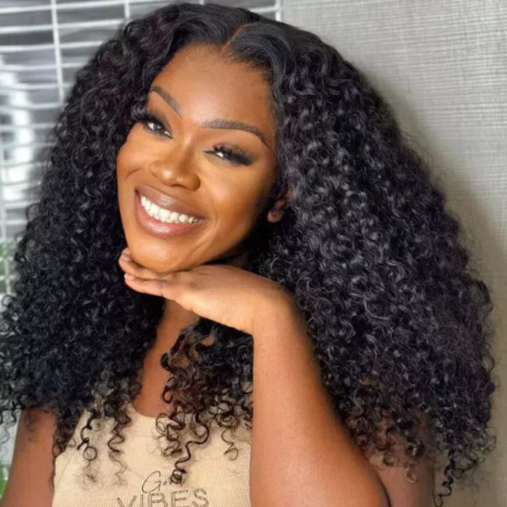 Amanda Glueless Luxurious  Afro Curly Behind Hairline Lace Front Transparent Lace 100% Human Hair Wig