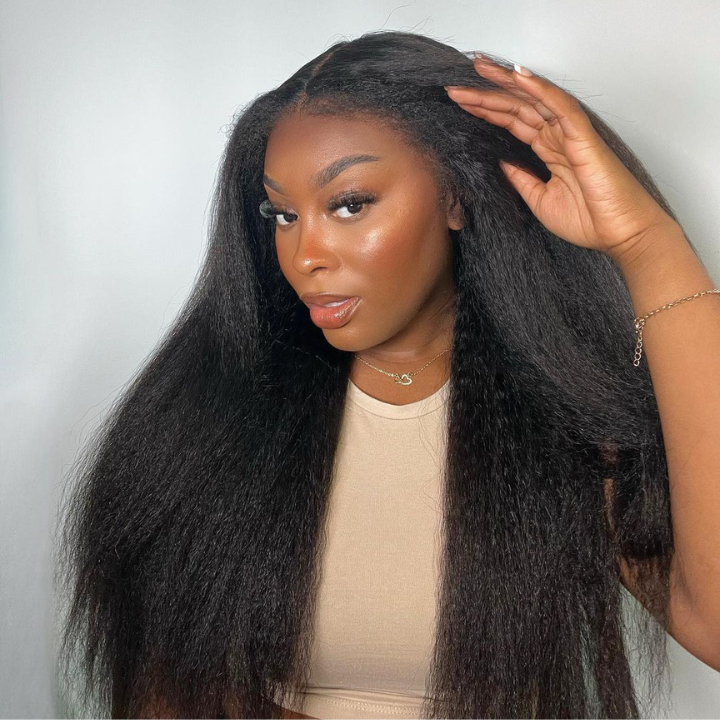 13x6 HD Transparent Yaki Lace Front Wigs Kinky Straight 100% Human Virgin Hair For Women  -Amanda Hair