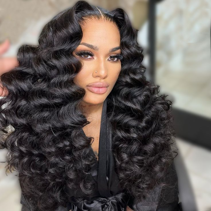 Glueless Loose Deep Wave Lace Wig Pre Cut Lace with Natural Hairline Mini Knots  Human Hair Clear Transparent Lace Front/Closure Wig - Amanda Hair