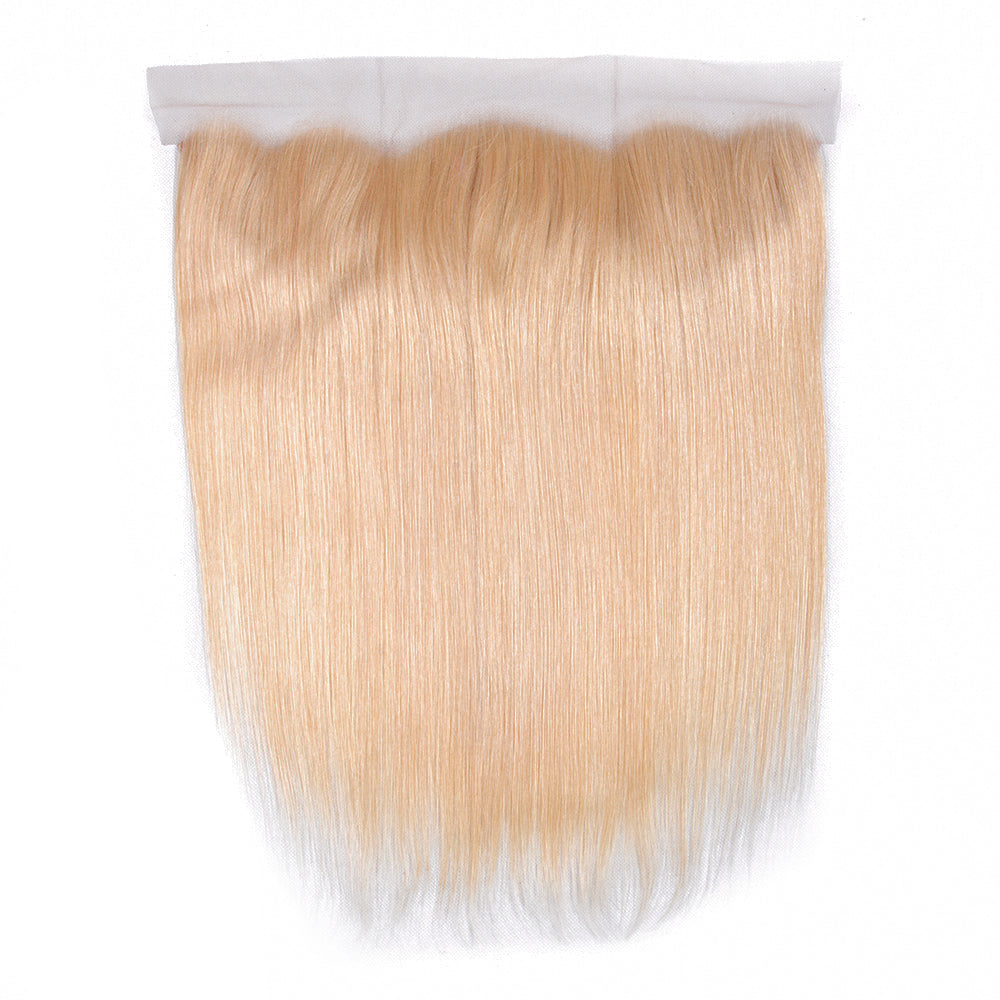Colored Bundles With Frontal 13*4 Lace 613 Golden Silk Straight 100% Human Hair Blonde Hair - Amanda Hair