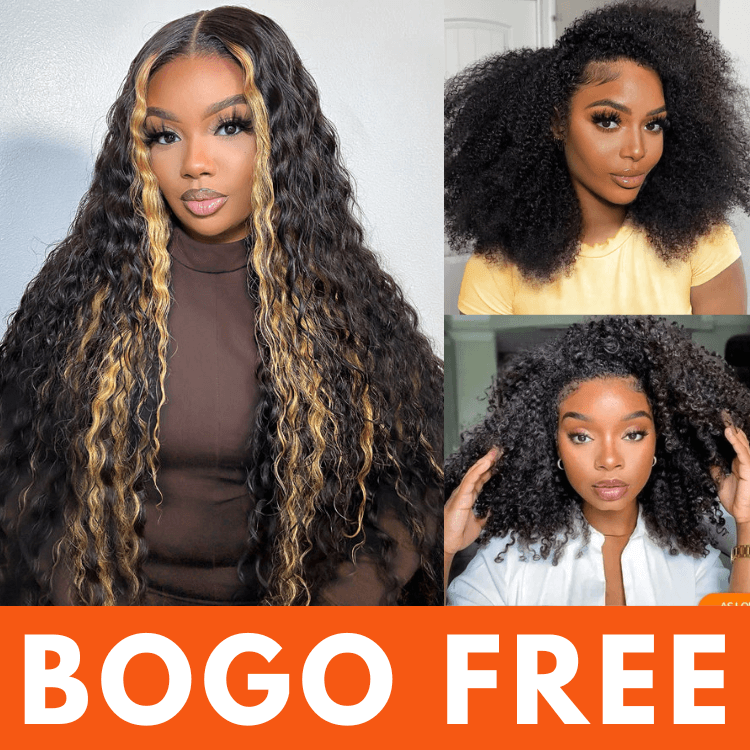 Bogo Flash Sale: 28" Blonde Highlights 6*4 Lace Wig+14" 3-in-1 Half Wig