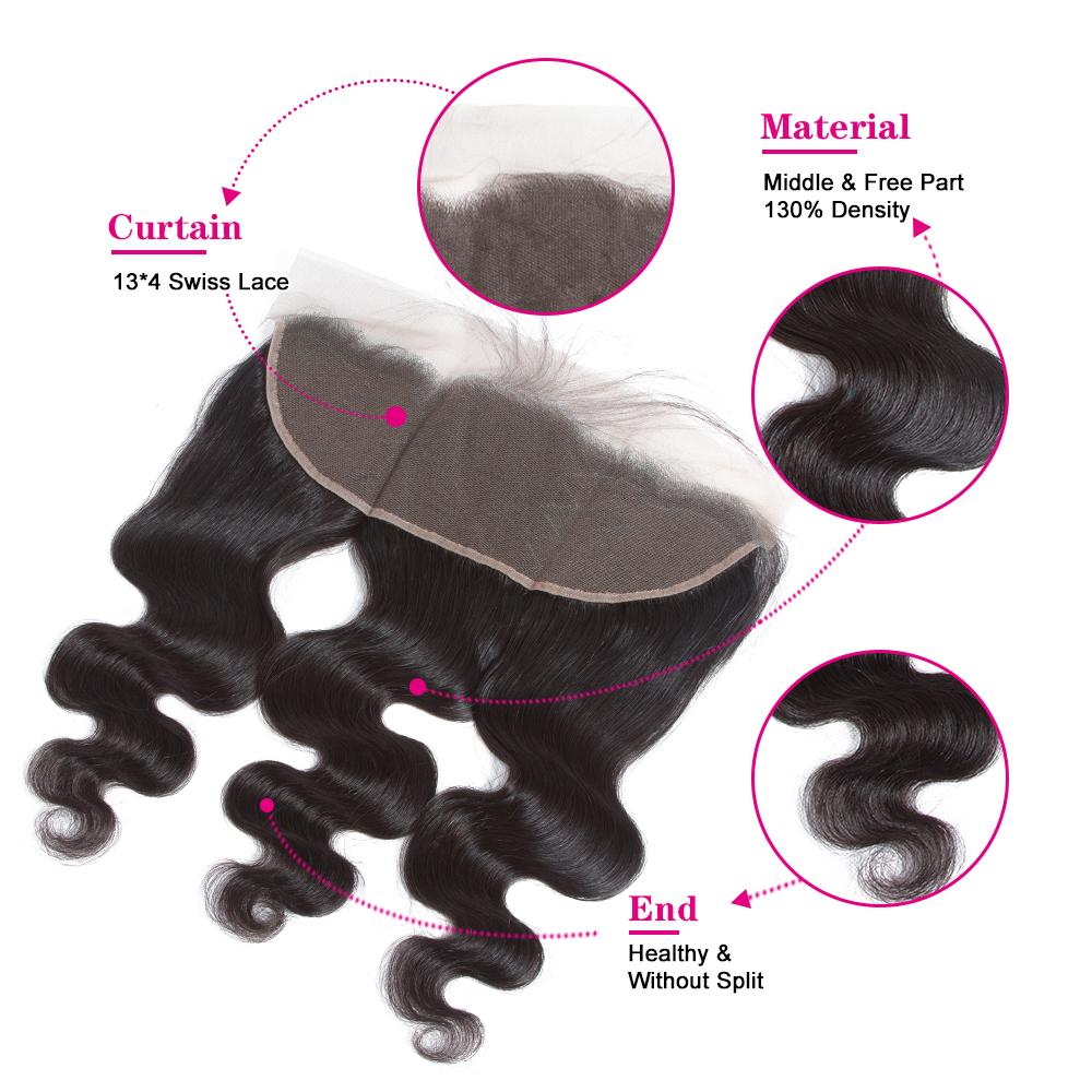 Brazilian Hair 9A Body Wave 3 Bundles With 13*4 Lace Frontal 100% Unprocessed Human Hair - Amanda Hair