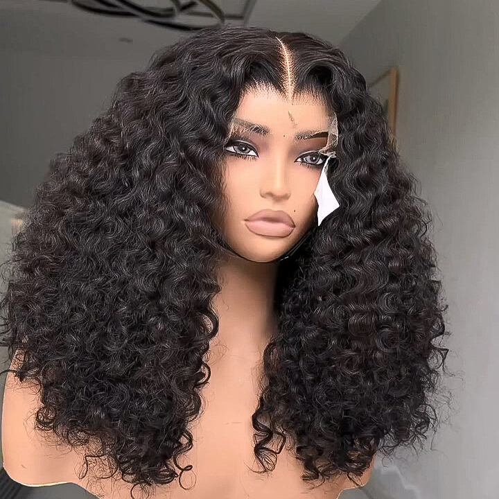 Glueless Deep Wave Curly Lace Front Wig 100% Human Hair - Clear Transparent Lace Front/Closure Human Hair Wig- Amanda Hair