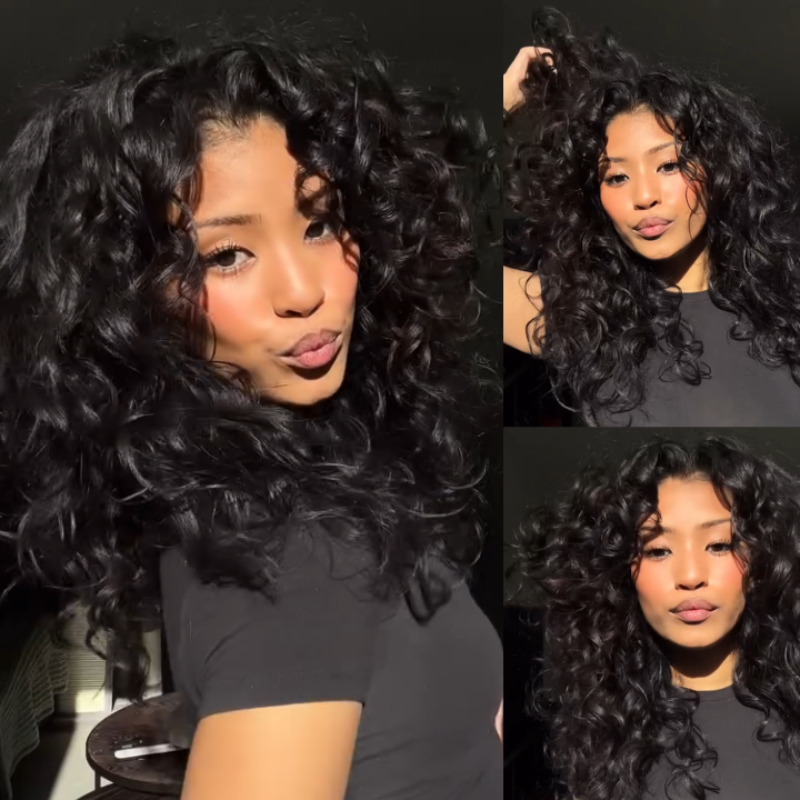 Flash Sale Buy 2 Get 1 Free Glueless Frizzy Loose Wave 7*5 Lace Closure Bouncy Curly Wig
