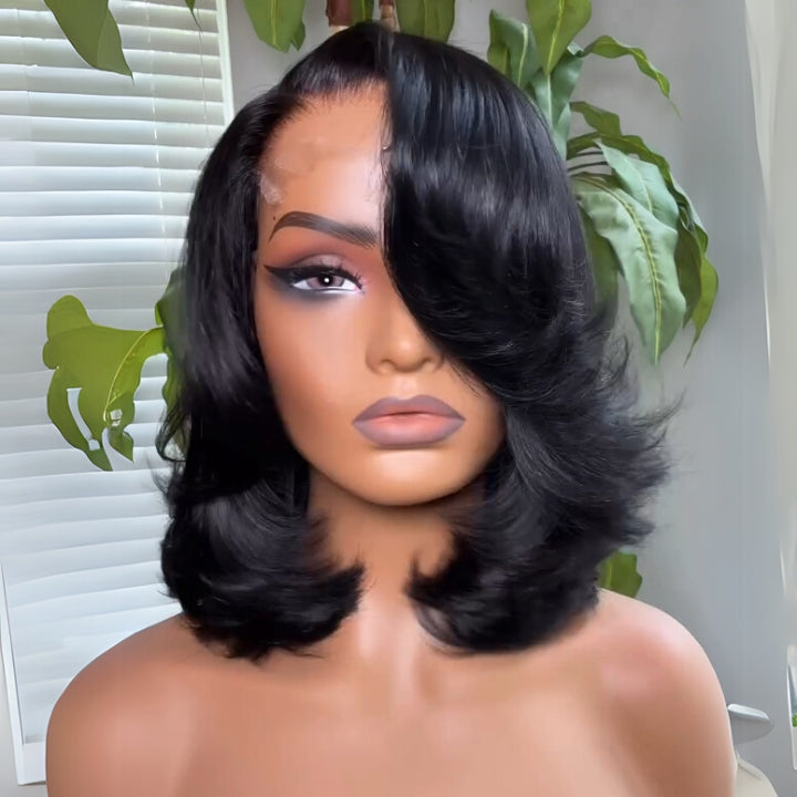 Short Bob Lace Wig C Part Hairstyle Wig Human Hair Pre Plucked-Amanda Hair