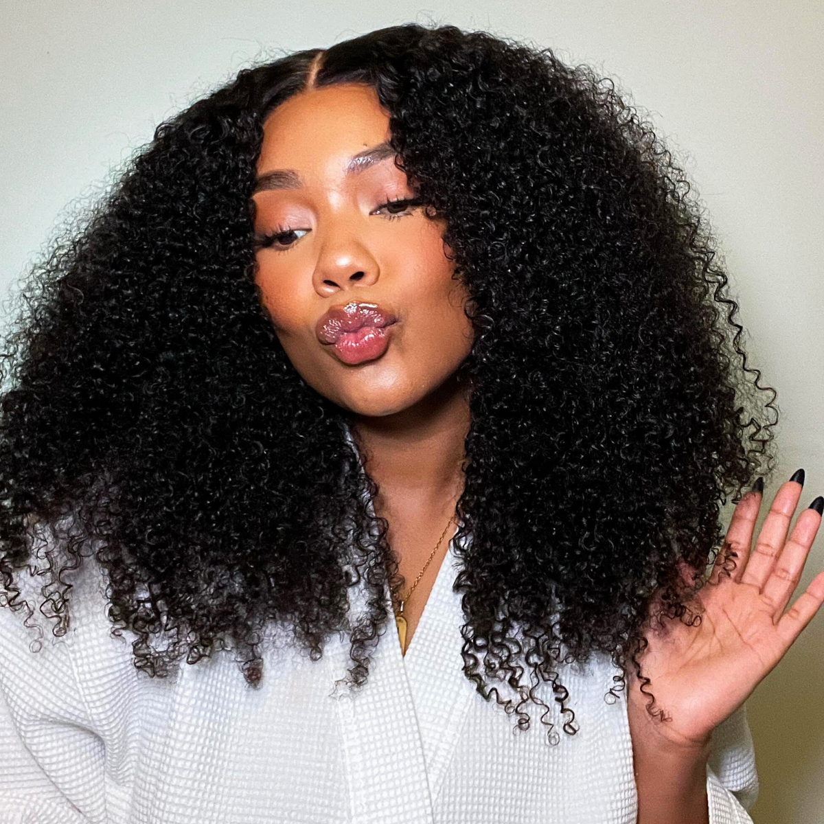 24H Fast Shipping Glueless Thick Fluffy Afro Curly Human Hair Bob Wigs 13*4/4*4 Invisible Lace Wig For Women No Code Needed -Amanda Hair