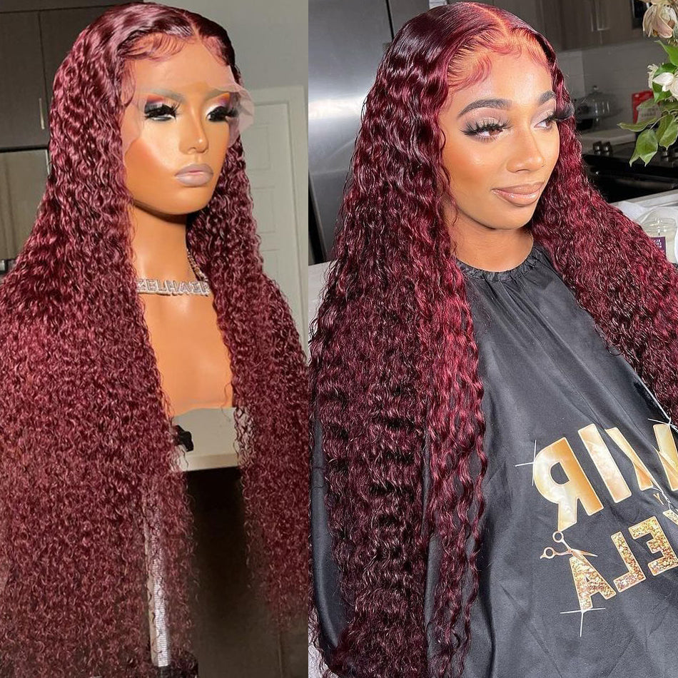 Flash Sale: Save  $100, Burgundy 99J Curly HD Lace Front Wig 150% Density ,48 Hour Only