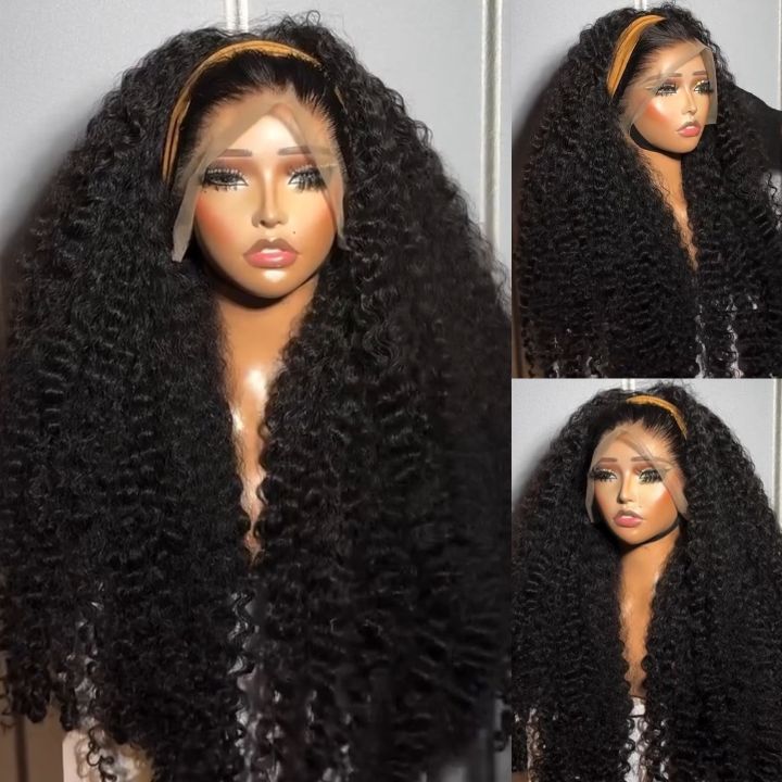 300% Density Luxury custom wigs Glueless Lace Front Curly Wigs Virgin Human Hair Transparent Lace Front Wig Super Double Drawn Level  - Amanda Hair