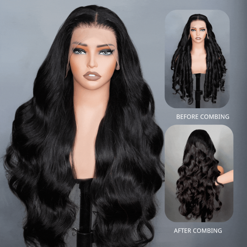 300% Ultra Dense Glueless Wig Loose Body Wave 6x4 Closure Clear Lace Pre Cut & Plucked & Bleached Ready to Go - Amanda Hair