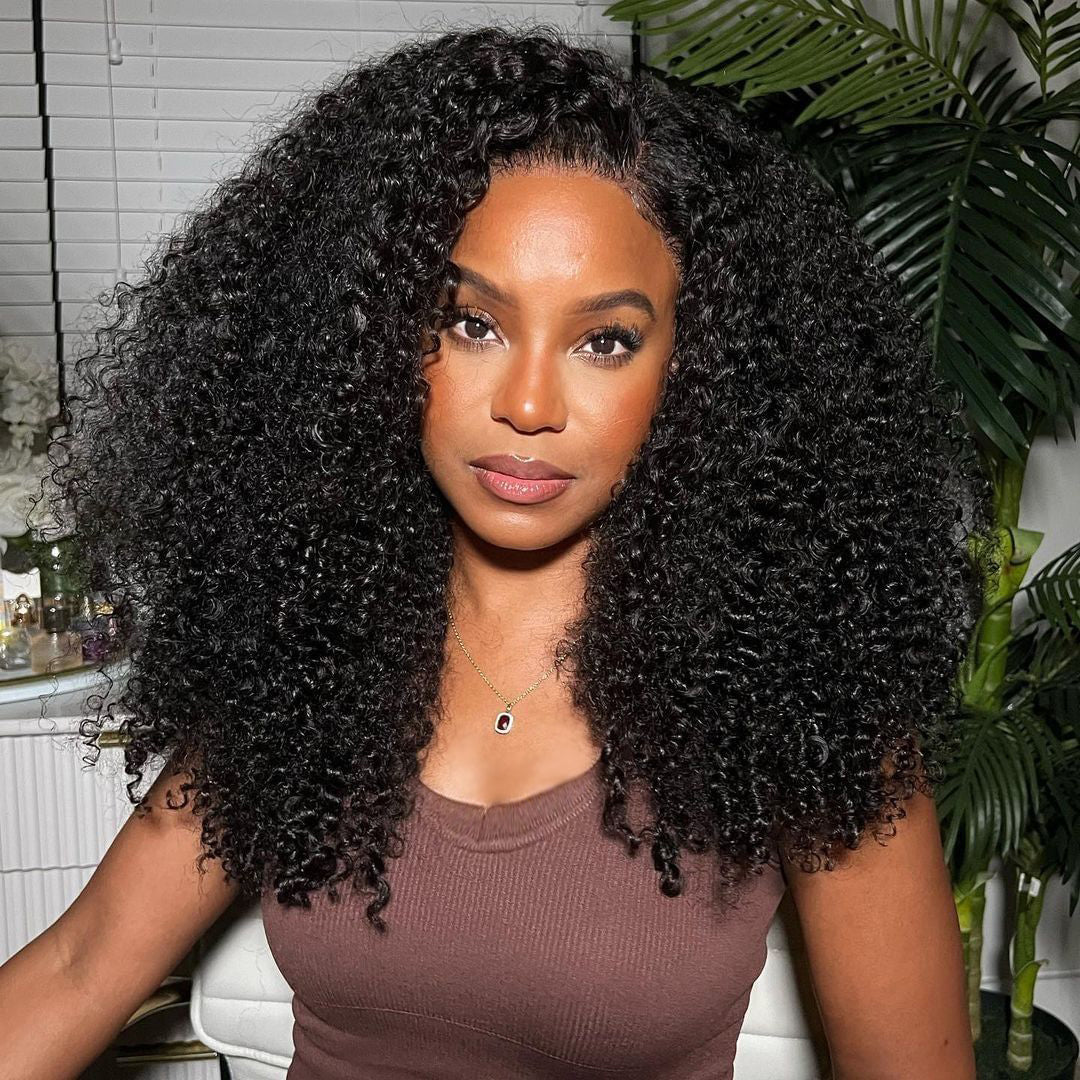 300% Density Bold Bounce Thick Fluffy  Curly Human Hair Wigs Glueless Lace Closure Wig-Amanda Hair