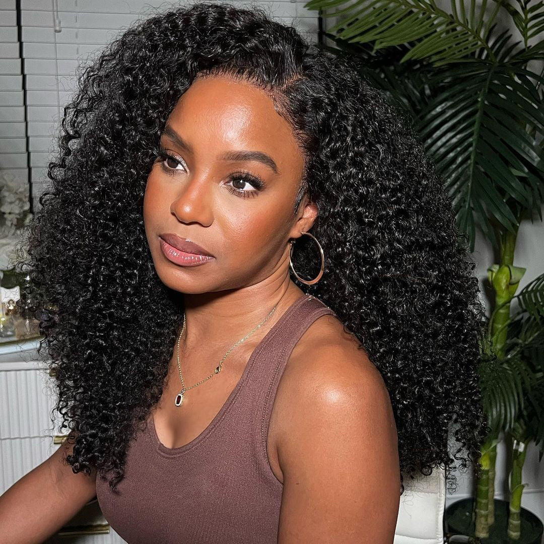300% Density Bold Bounce Thick Fluffy  Curly Human Hair Wigs Glueless Lace Closure Wig-Amanda Hair