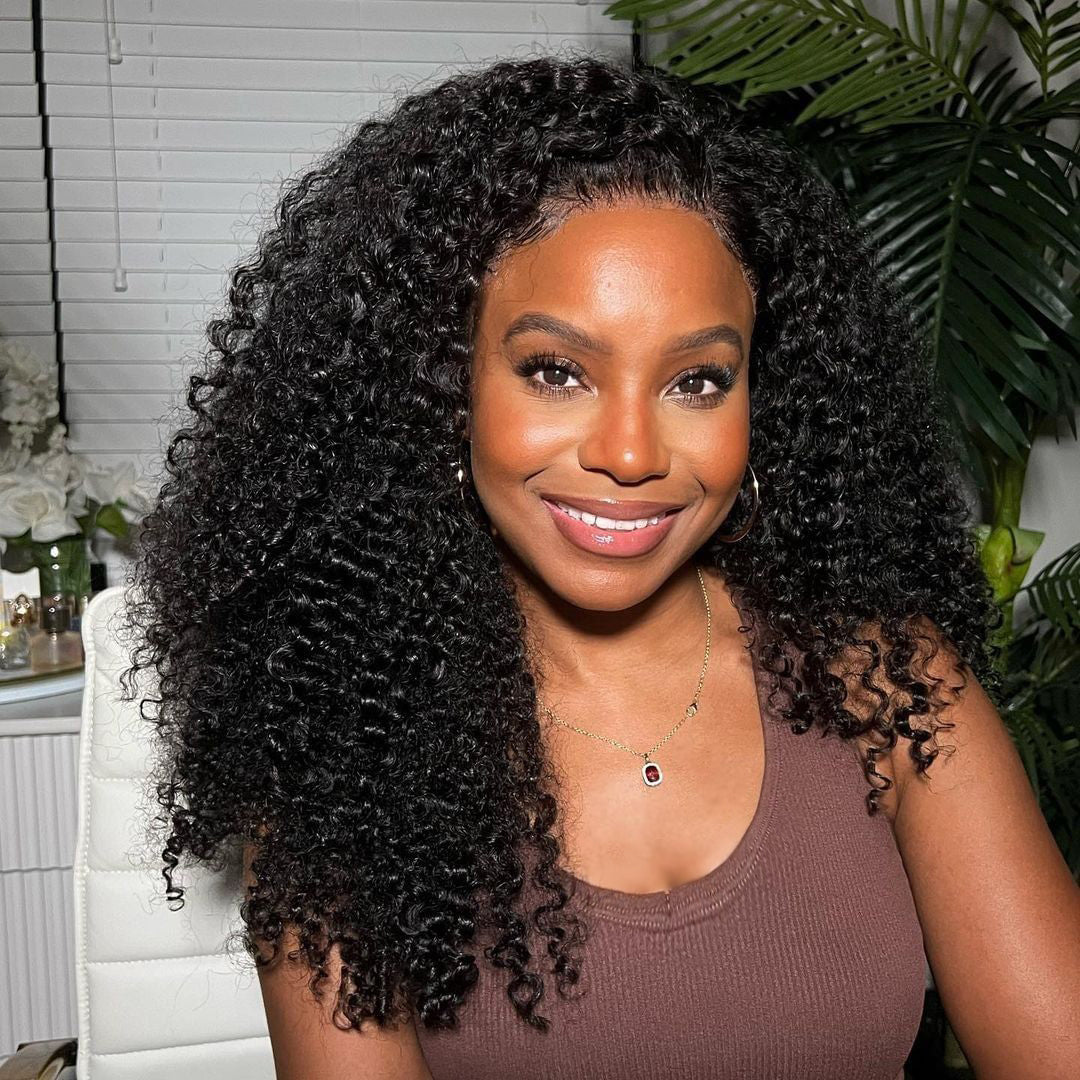 Weekend Flash Sale Glueless Thick Fluffy  Curly Human Hair Wigs Lace Closure Wig-Amanda Hair
