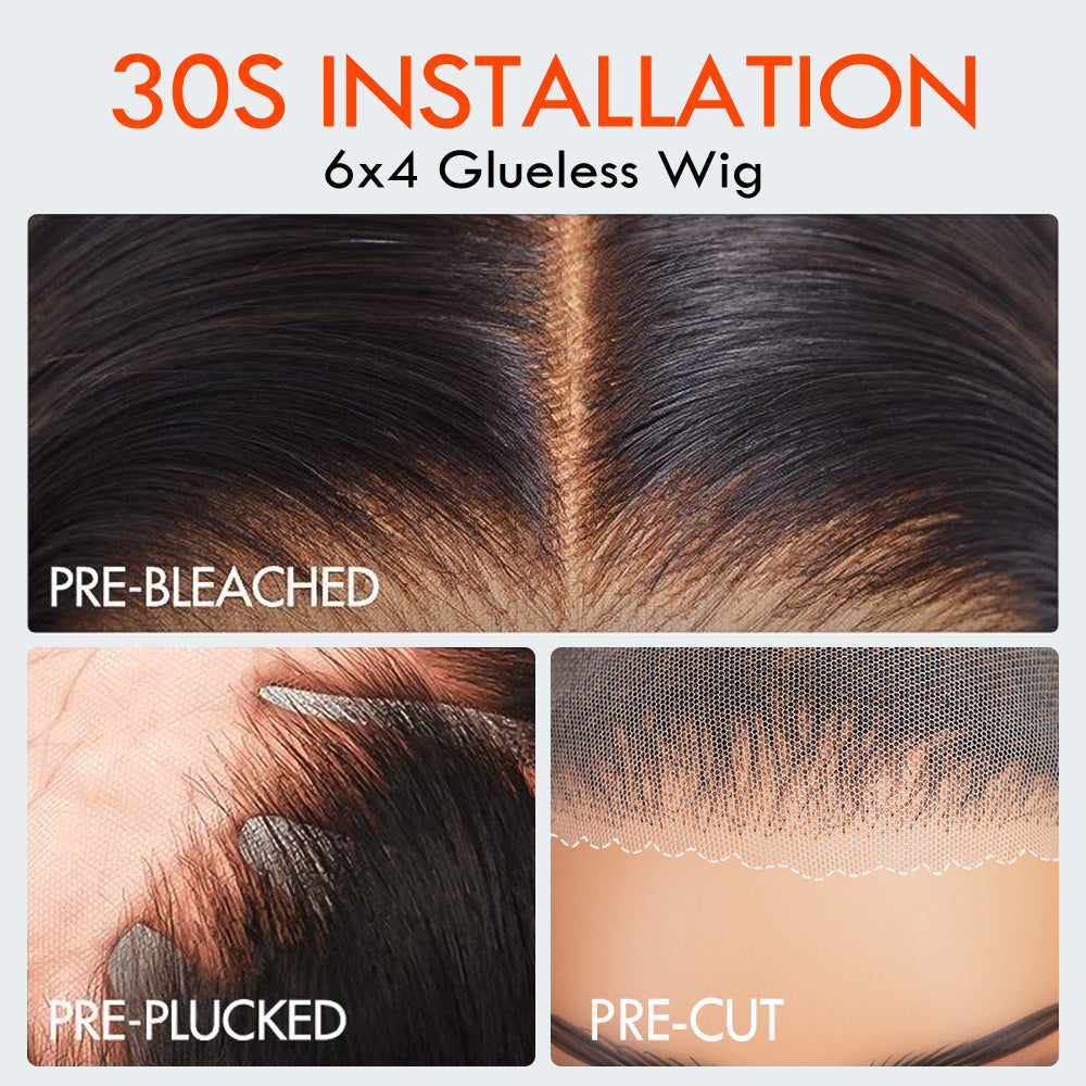 300% Ultra Dense Glueless Wig Loose Body Wave 6x4 Closure Clear Lace Pre Cut & Plucked & Bleached Ready to Go - Amanda Hair