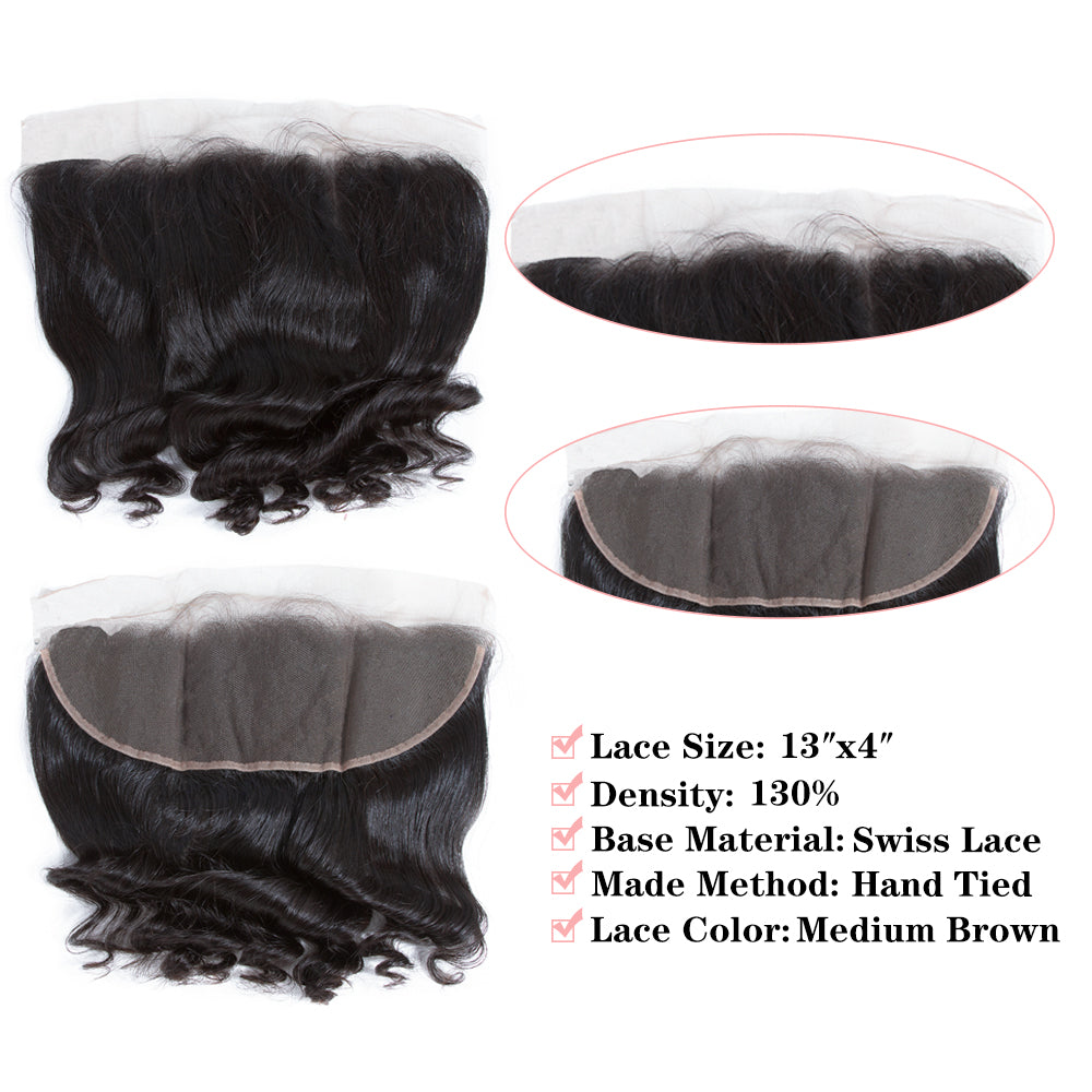 Brazilian Loose Wave 4 Bundles With 13*4 Lace Frontal 10A Grade 100% Remi Human Hair Soft Shiny Wave Hair - Amanda Hair
