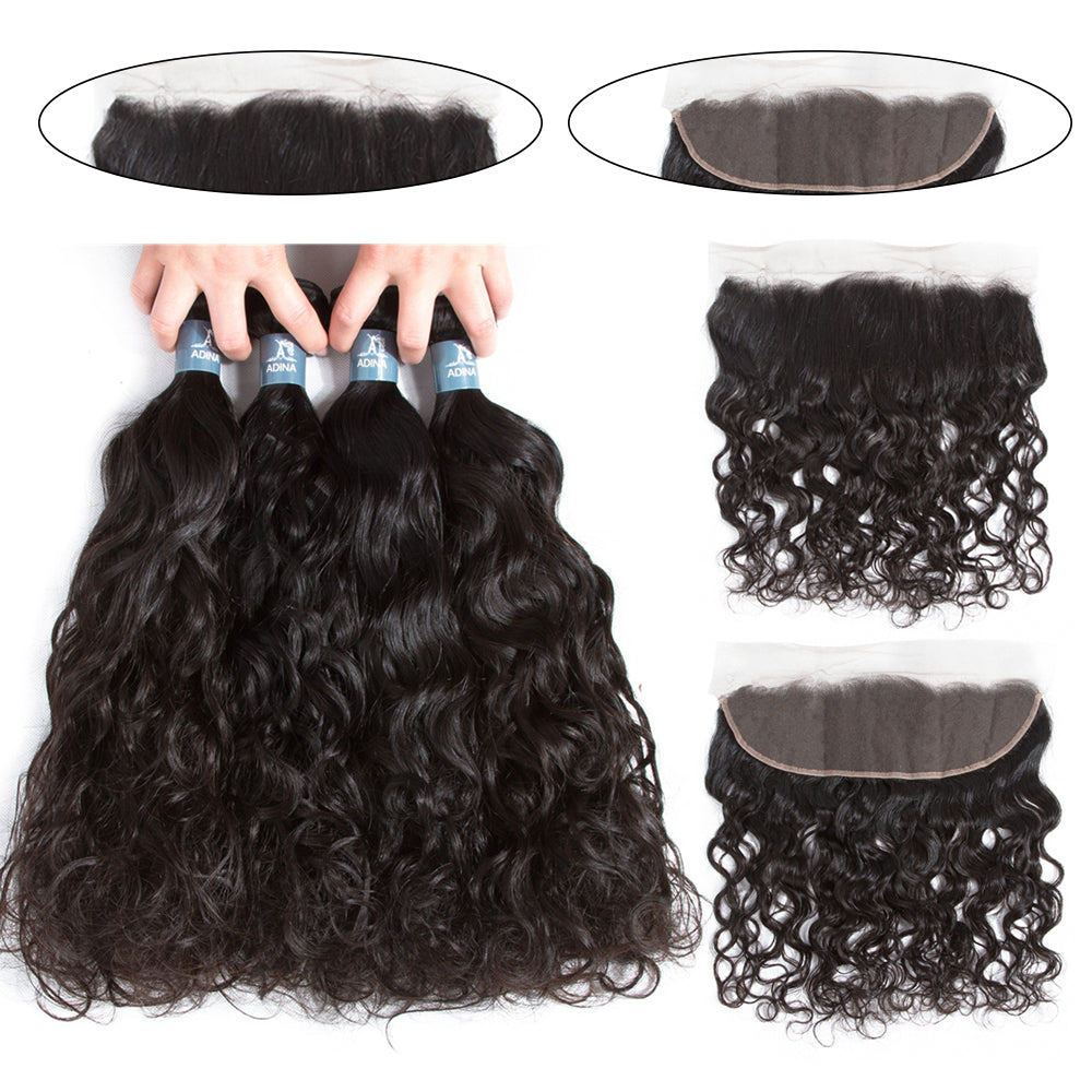 Brazilian Water Wave 4 Bundles With 13*4 Lace Frontal 9A Grade 100% Unprocessed Human Hair - Amanda Hair