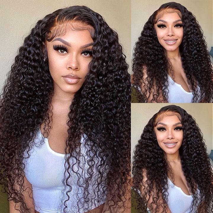 Extra 50% Off | Long Spanish Curly Wave Hair Undetectable Transparent HD Lace Black Human Hair Wigs Flash Sale-Amanda Hair