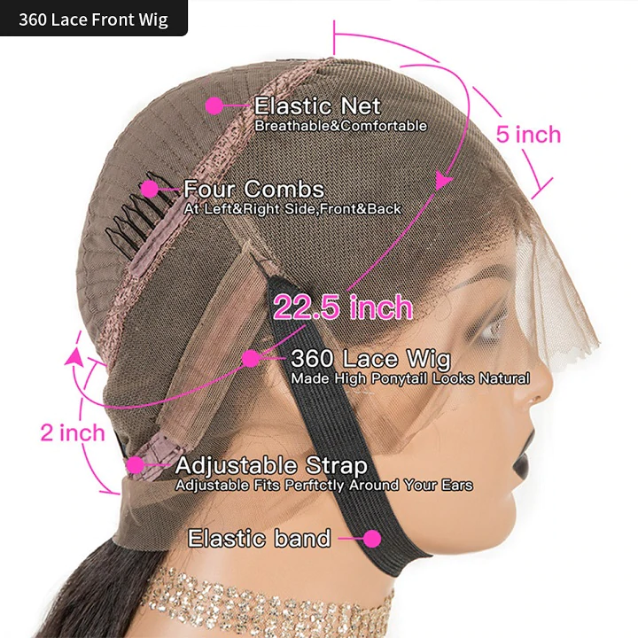 360 Frontal 22" Water Wave Wig Human Hair Wavy Wig Pre Plucked Natural Hairine With Baby Hair-Amanda Hair