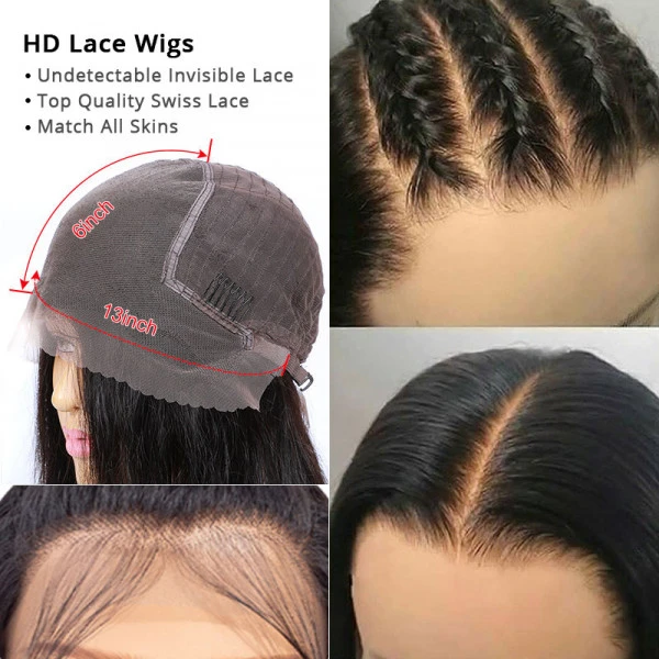Braided Water Wave Hair 13x6  Transparent HD Lace Front Wig Glueless Long Wigs Real Human Hair Wigs For Women-Amanda Hair