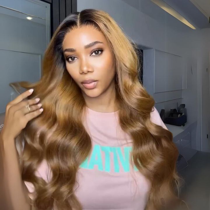 Honey Blonde Mix Light Brown Glueless Body Wave Human Hair Clear Transparent Lace Front Colored Wigs For Women-Amanda Hair