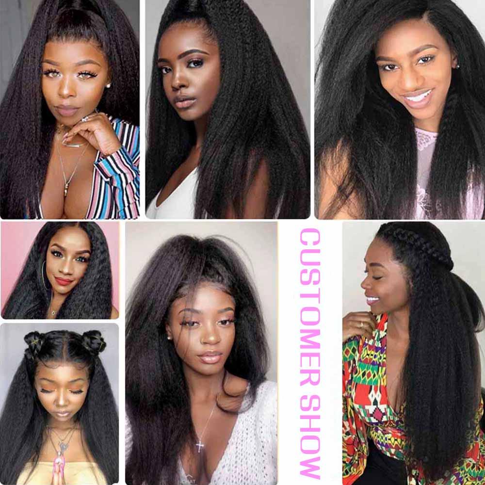 Brazilian Kinky Straight 3 Bundles With 4*4 Lace Closure 9A Unprocessed Human Hair-Amanda Hair