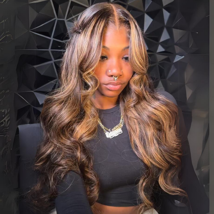 Body Wave Lace Frontal Wigs Highlight Piano Color 13*4 HD Lace frontal Human Hair Wig-Amanda Hair