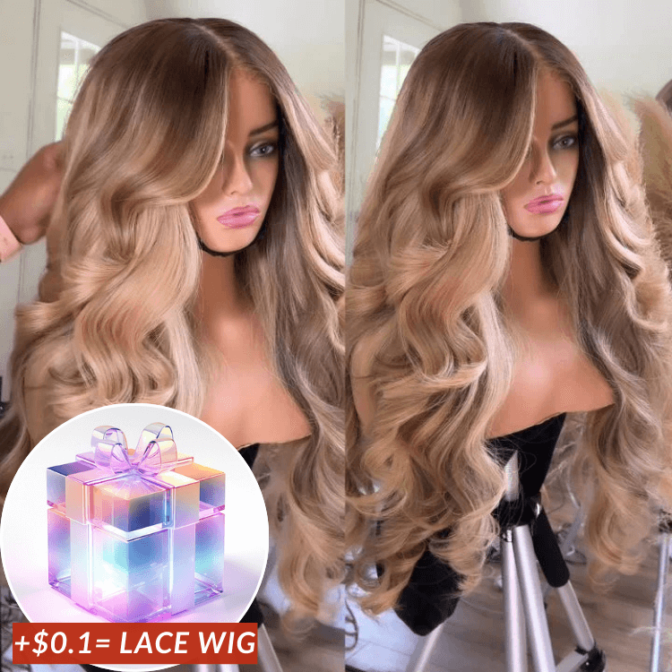 Wow $0.1 Lace Wig| Glueless Highlight Brown 3D Body Wave 7×5 Lace Wig Flash Sale