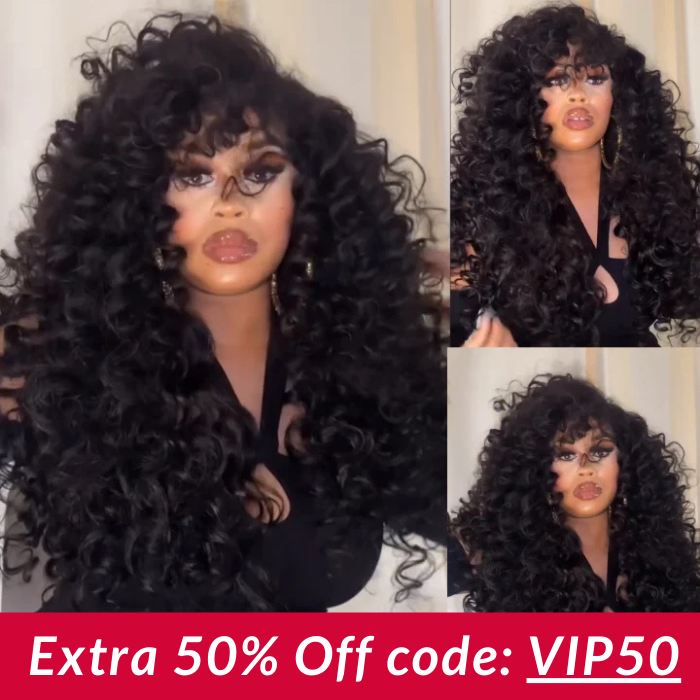 Extra 50% Off | Bouncy Deep Wave Glueless Lace Wig Pre Cut Lace with Natural Hairline Mini Knots