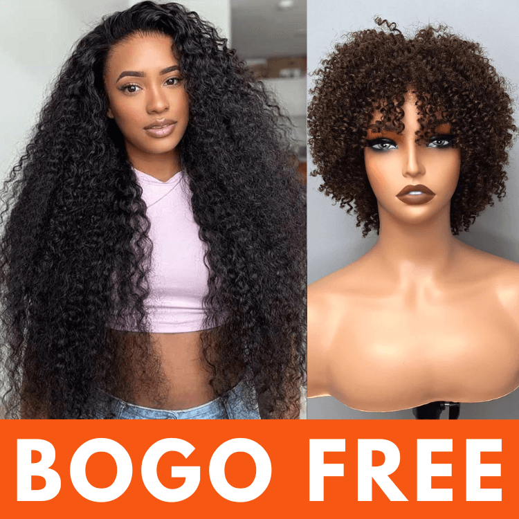 Bogo Flash Sale: 20" Curly 13*4 Lace Front Wig + Pixie Cut Bob Wig