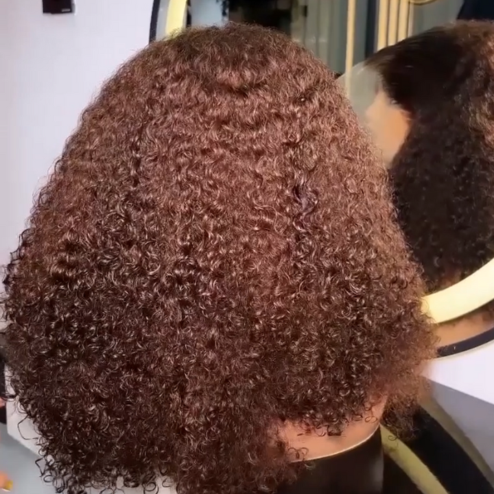 Glueless Thick Curly Human Hair Brown Wigs 13*4/4*4 Invisible Lace Wig For Women -Amanda Hair