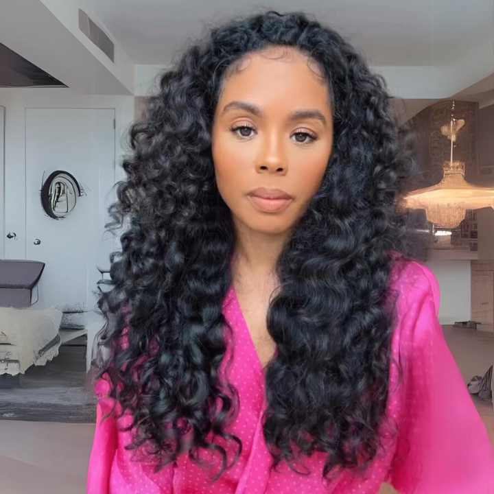 Glueless Deep Wave Lace Wig with Natural Hairline Mini Knots  Human Hair Clear Transparent Lace Front/Closure Wig - Amanda Hair