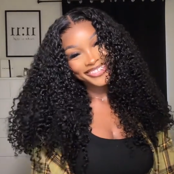 Glueless Jerry Curly Lace Front Wig 100% Human Hair - Clear Transparent Lace Front/Closure Human Hair Wig- Amanda Hair