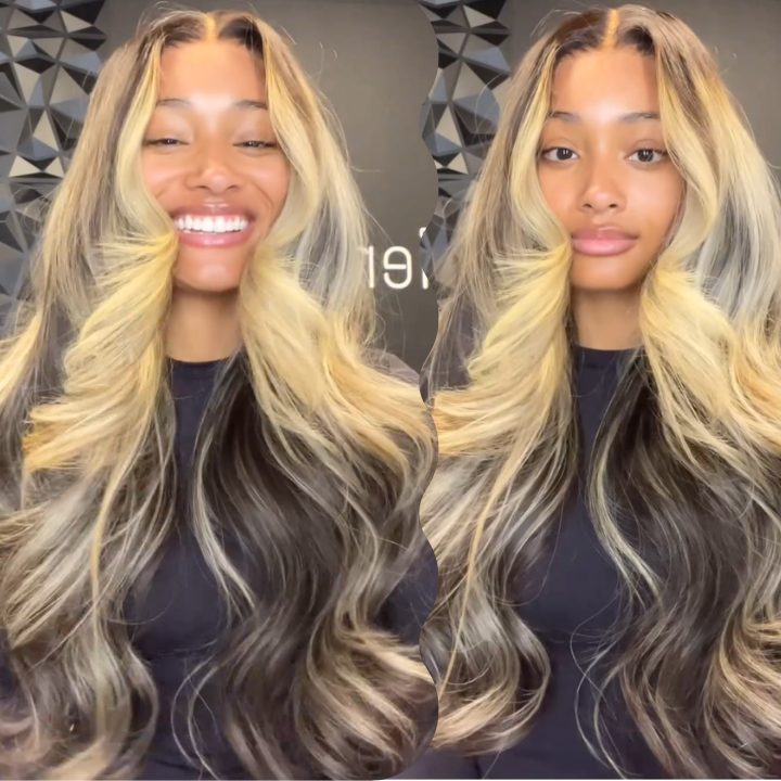 Wow $0.1 Lace Wig| Highlihgt Blonde Color Loose Wave Clear Transparent Glueless Lace Wig Flash Sale