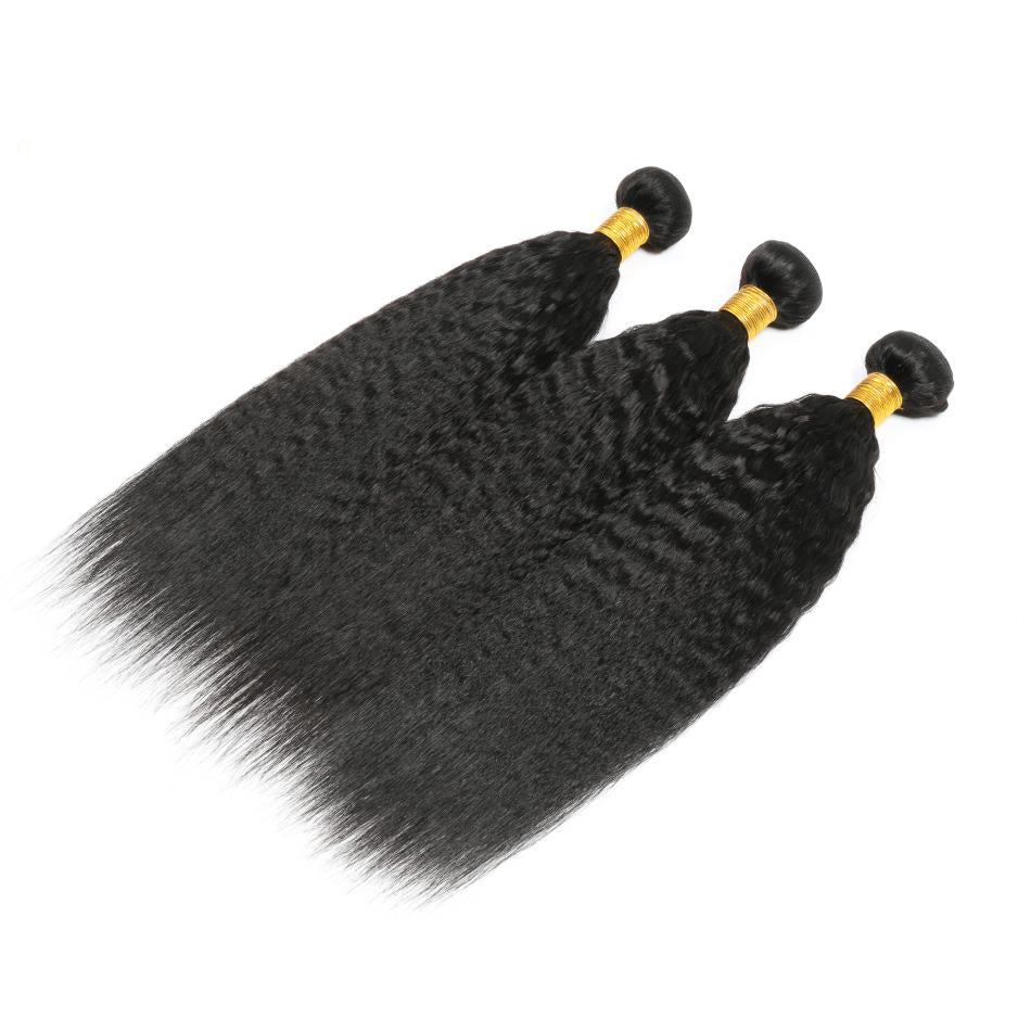 Brazilian Human Hair Kinky Straight 4 Bundles With 4*4 Lace Closure 10A Grade 100% Remi Human Hair - Amanda Hair