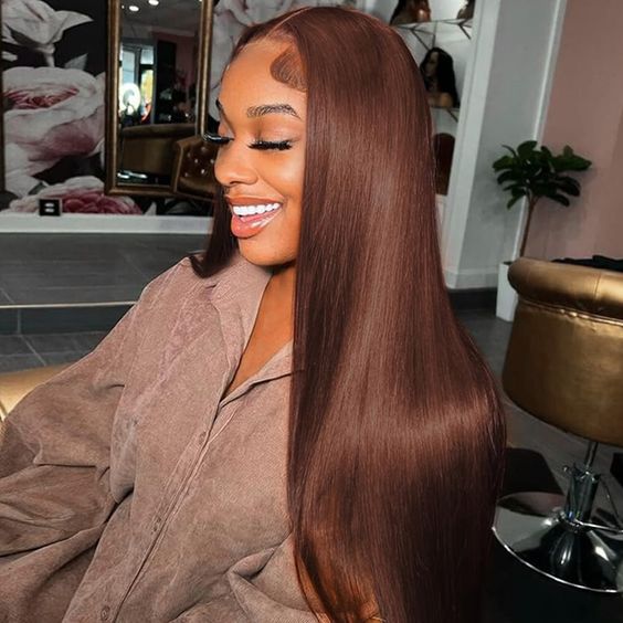 Dark Brown Lace Front Wigs Transparent Glueless#4 Colored Lace Wigs Flash Sale