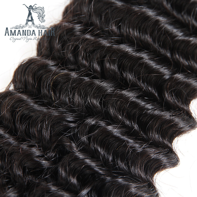 Amanda Peruvian Hair Kinky Curly 3 Bundles With 4*4 Lace Closure 9A Grade 100% Unprocessed Human Hair Christmas Hot Item