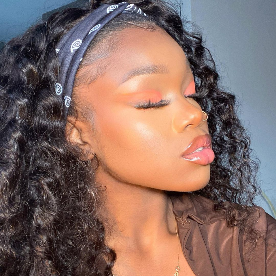 Amanda Glueless Deep Wave Headband Human Hair Wigs Beginners Friendly Half Wig With Pre-Attached Scalf