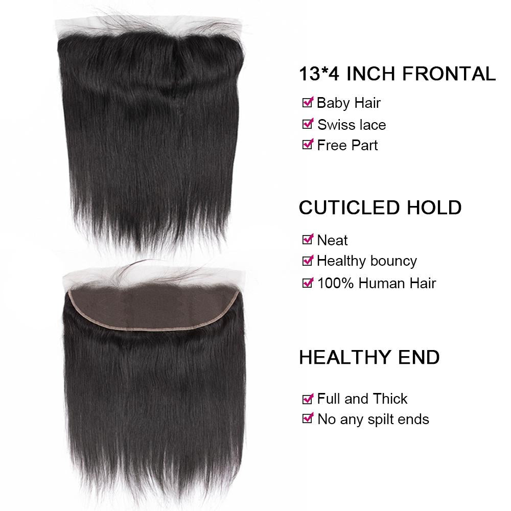 Amanda Peruvian Straight Hair 4 Bundles With 13*4 Lace Frontal 9A Grade 100% Unprocessed Human Hair